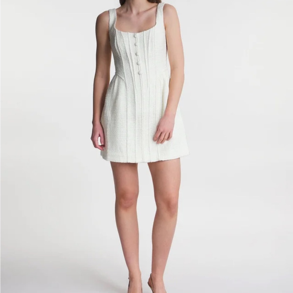 Self-Portrait Cream Boucle Mini Dress | Elegant White Sleeveless Dress